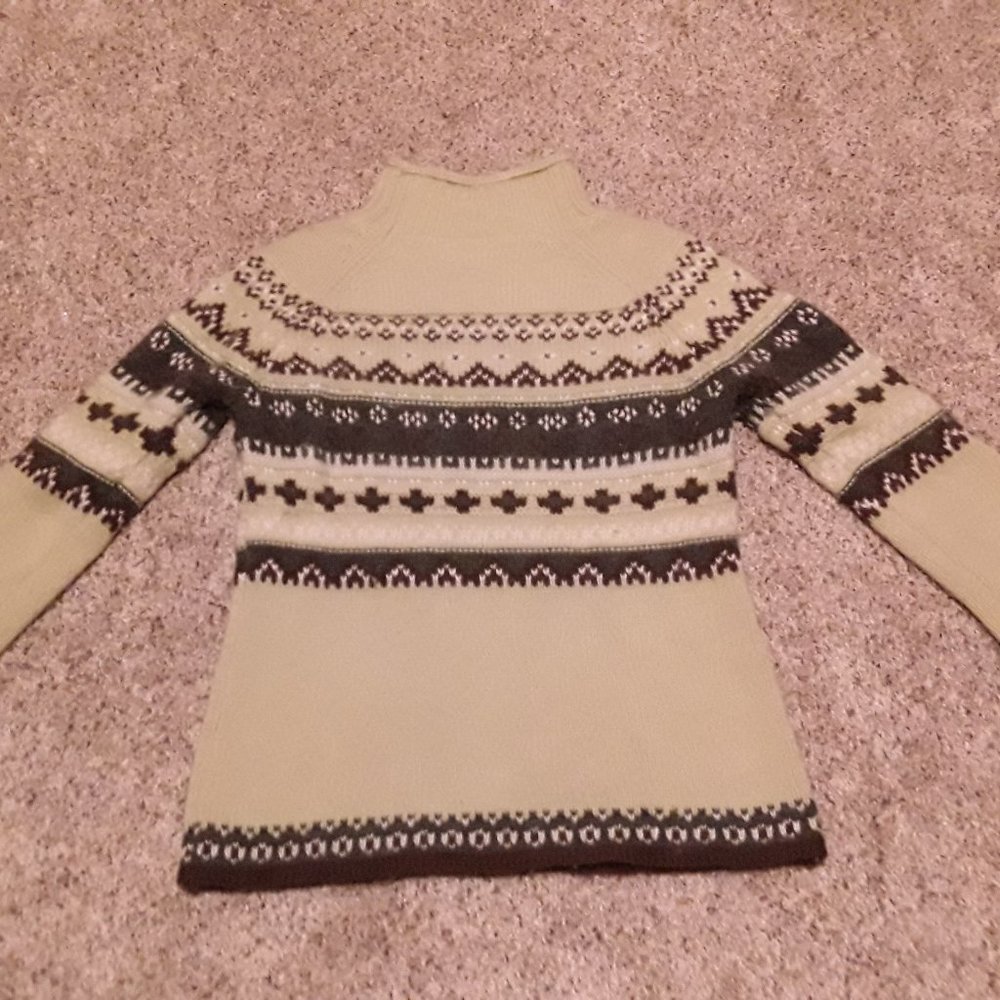 FROST Women's Wool Sweater in Light Lime Green & Brown: Size Small